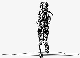 马拉松跑步女子线稿草图