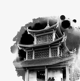 中国风水墨城楼
