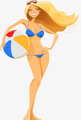 比基尼人物手绘卡通素材-比基尼人物png图片下载-觅元素