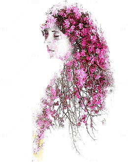 唯美花朵女性剪影高清图片