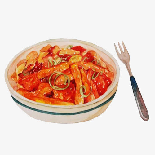 炒年糕手绘画素材图片