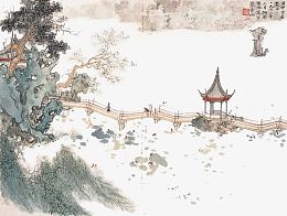 免抠水墨西湖免费下载