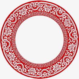 红色圆形中国风边框纹理