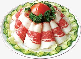 冰上的肥牛肉片