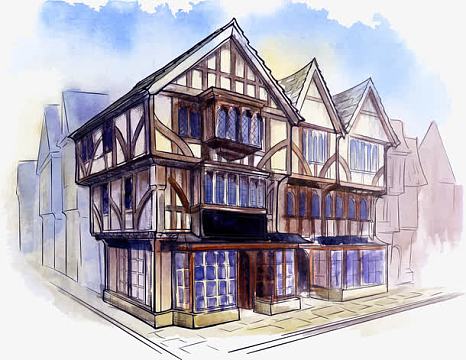 矢量手绘水彩木屋png手绘小木屋png手绘卡通背景jpg矢量手绘木屋小