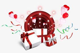 豪华气球礼盒装饰背景