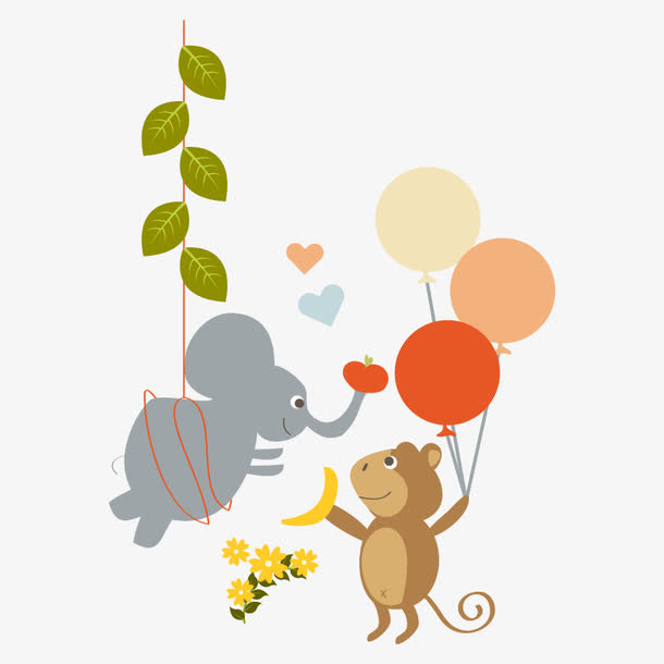 关键词 : 卡通动物,动物,大象,树叶,猴子,气球,花朵