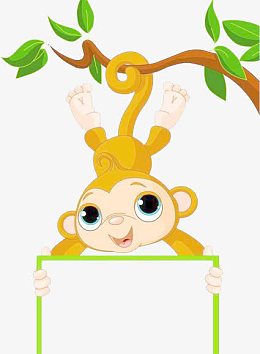 卡通猴子倒挂素材-卡通猴子倒挂png图片下载-觅元素