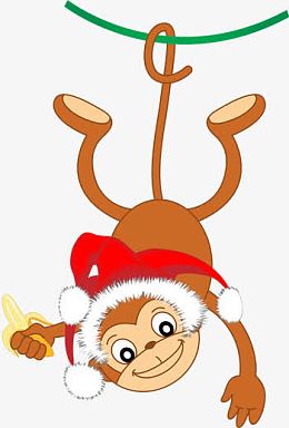 卡通倒挂猴子