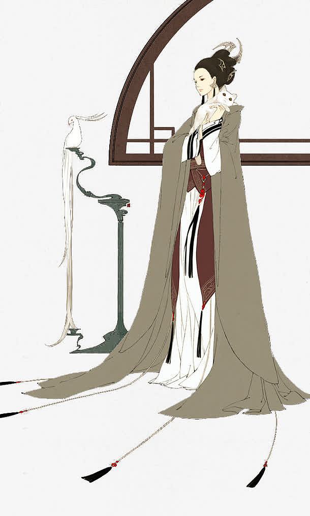 古代中国风古典宫廷后宫美女手绘