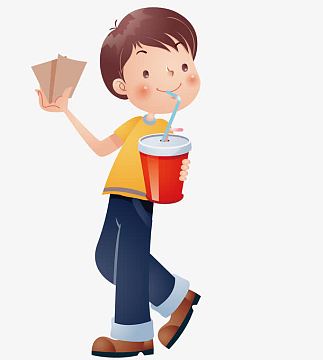 喝饮料的男孩矢量