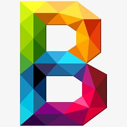 卡通炫彩几何拼接字母B