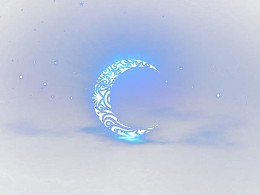 蓝色发光月亮