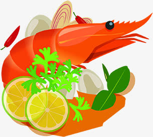卡通夏日美食宣传大虾