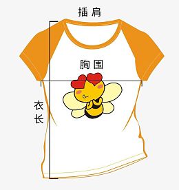 插肩T恤测量图