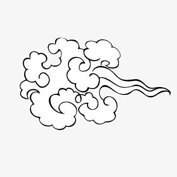 古风黑色线稿祥云aipng红色祥云春节图案元素png中式金色祥云aipng