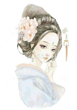 古代美女古风水彩手绘