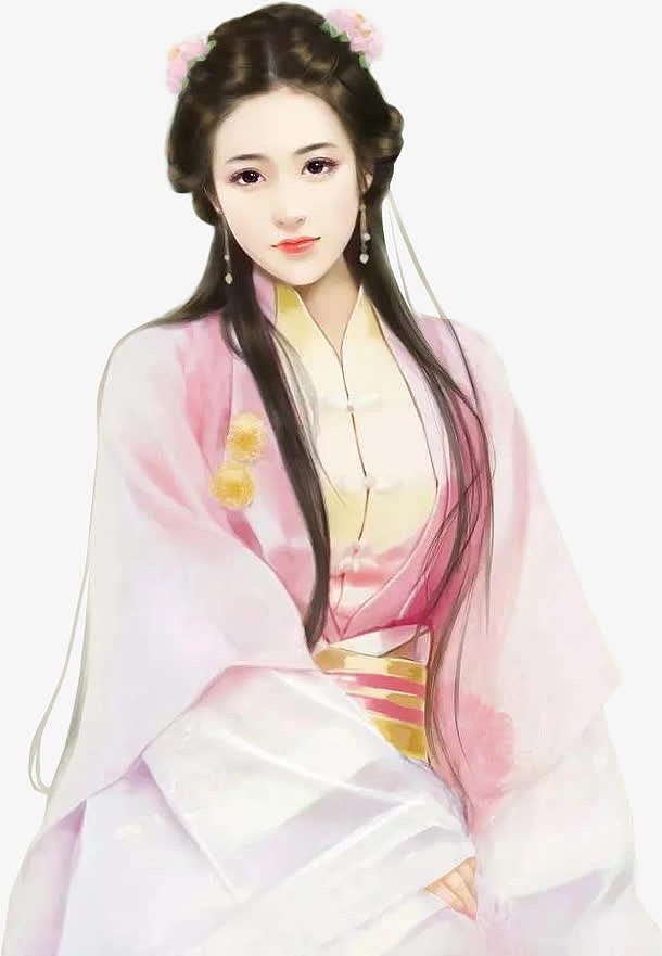 古代粉色中国风古典后宫美女手绘