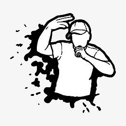 rap 黑白涂鸦人物