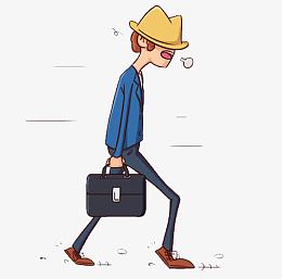 卡通疲惫走路喘气的男人