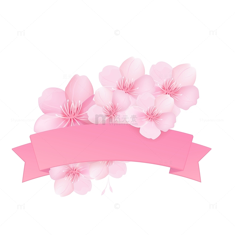 粉色樱花和丝带矢量素材
