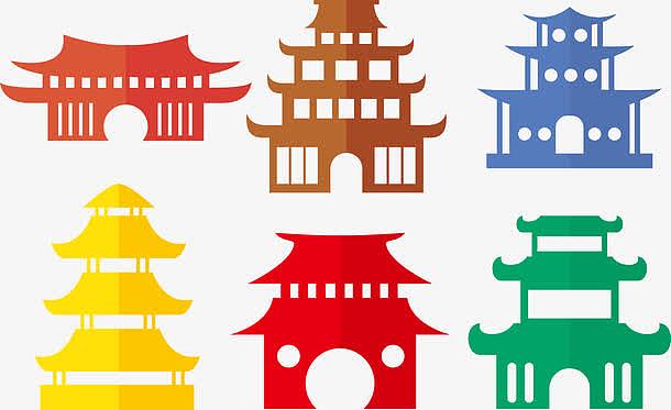 寺庙剪纸矢量