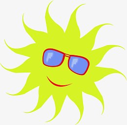 荧光色太阳卡通效果