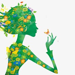 绿色春意人形创意图案