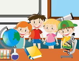 孩子们在学校上课矢量素材