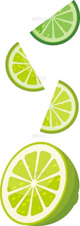 青柠檬片漂浮素材