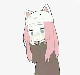 带猫帽子的女生元素