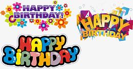 英文生日快乐艺术字矢量图