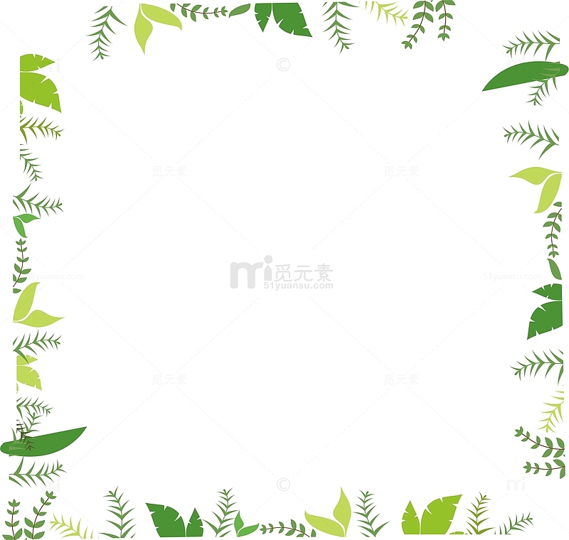 小清新绿色树叶装饰边框