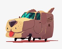 卡通小狗汽车