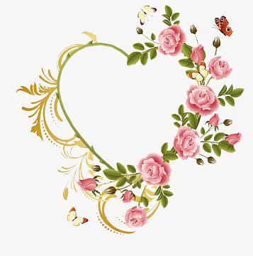 红色蔷薇花心形边框
