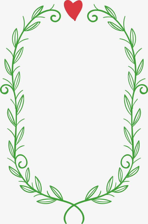 绿叶心形艺术创意鲜花边框