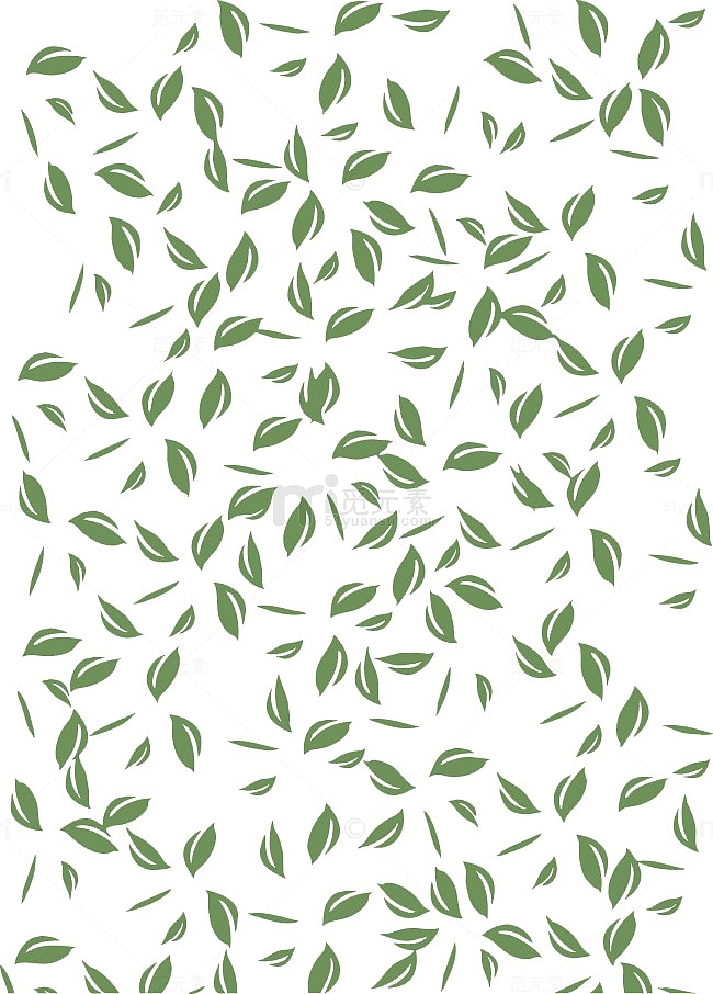 卡通绿色茶叶花纹素材背景