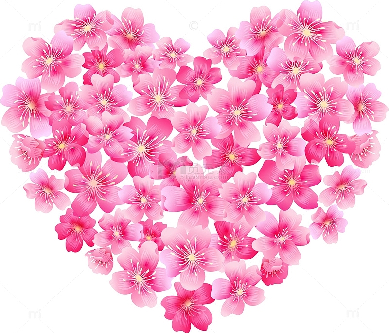 唯美粉色花朵心形边框