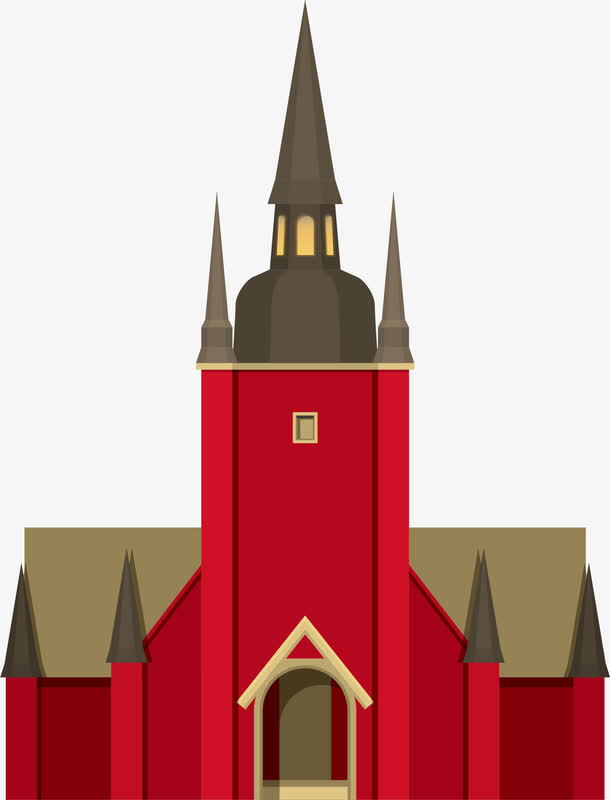 红色复古卡通城堡