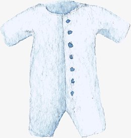 婴儿卡通手绘水彩全身衣服素材