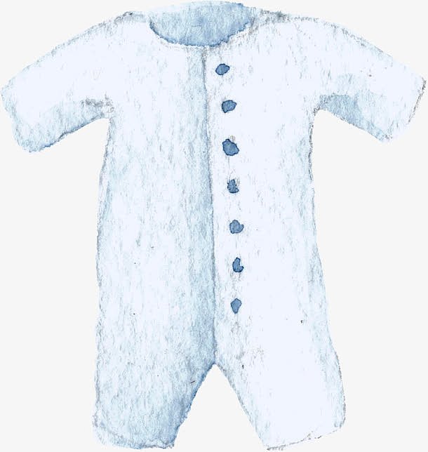 婴儿卡通手绘水彩全身衣服素材