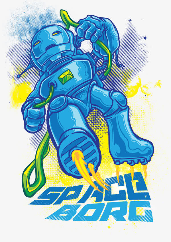 蓝色机器人涂鸦