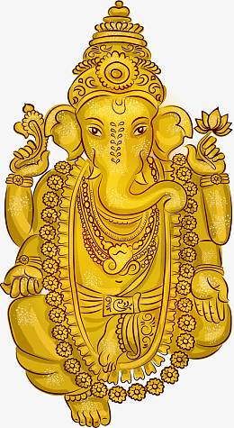 矢量手绘金色大象