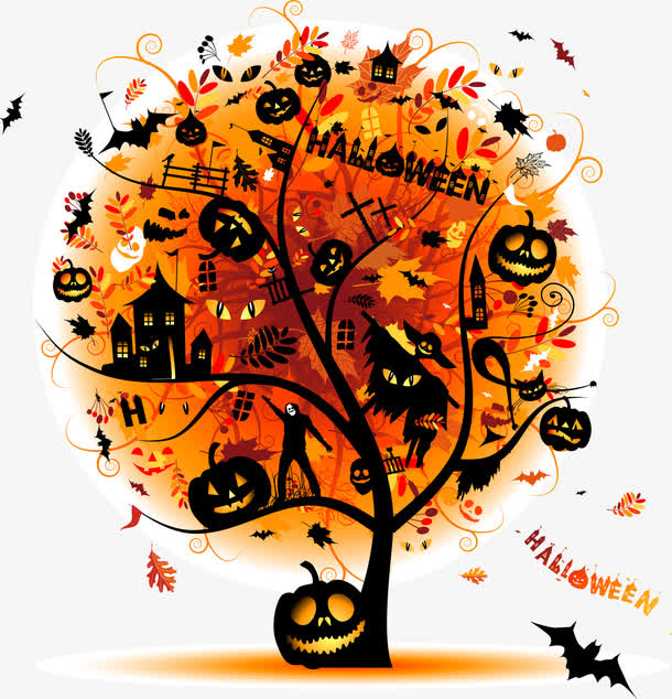 矢量万圣节树