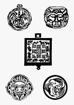 抽象藏族神鬼花纹矢量