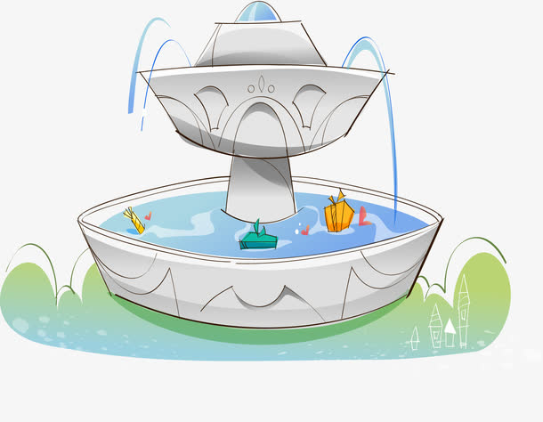 矢量奇幻插画喷泉