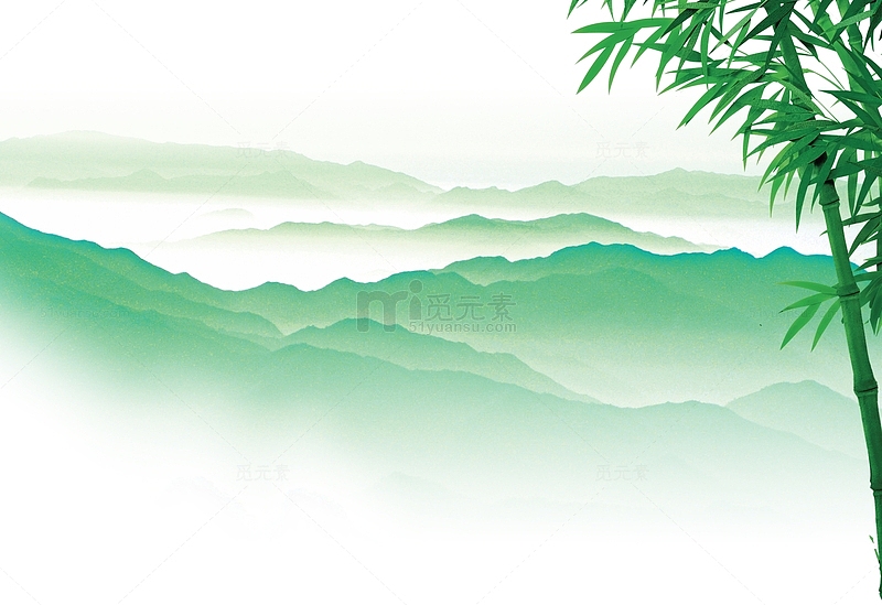 绿色竹子山峦水墨装饰背景