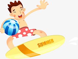 可爱卡通冲浪男孩夏日