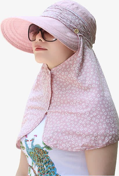 粉色时尚碎花遮阳帽女装