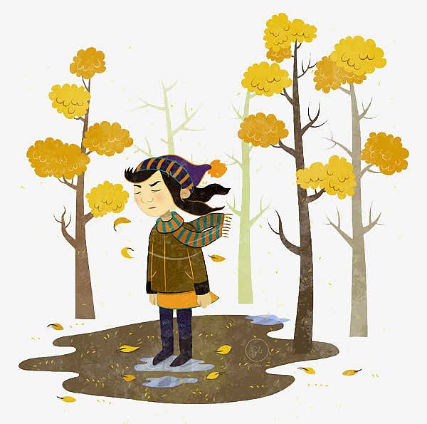 秋天在森林的小女孩